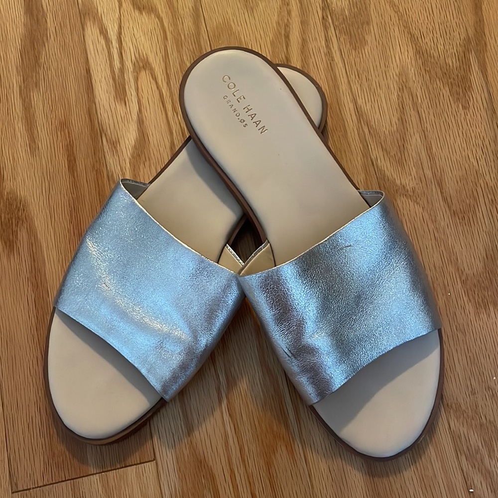 Cole Haan Silver Slide Sandals - Picture 2 of 7